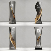 Trophée en cristal personnalisé avec gravure de texte, Employé d'Excellence, impression 3D, trophée en résine grise haut de gamme