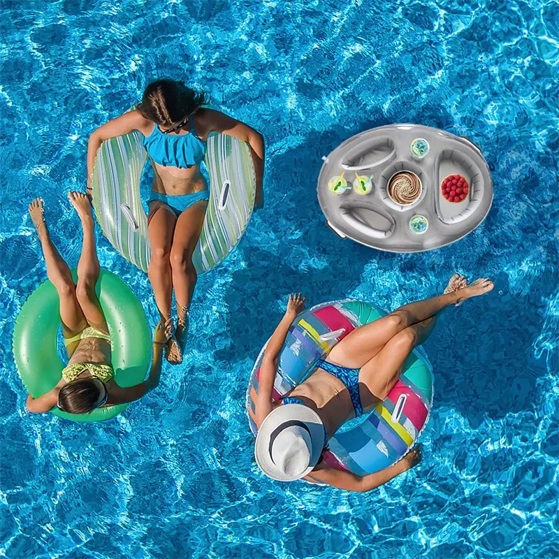 फैक्टरी कस्टम अस्थायी 8-छेद बियर कप Inflatable पेय धारक स्विमिंग पूल स्पा बार हॉट टब के लिए समुद्र तट पार्टी नाश्ता फल ट्रे