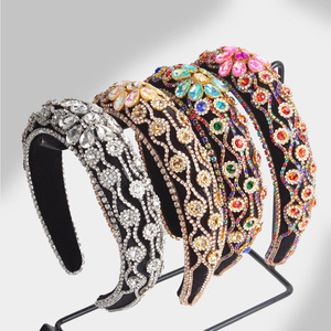ที่คาดผมประดับเพชรฮัว ลี่หยู สำหรับผู้หญิง สไตล์ศิลปะย้อนยุค ประดับดอกไม้ เครื่องประดับผมหลากสีสัน ทำจากแก้ว - Product Image 1