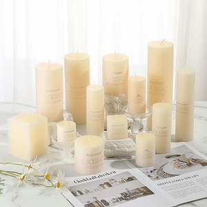 Vente en gros de bougies cylindriques sans fumée blanc ivoire pour anniversaire mariage hôtel église Western Restaurant décoration - Product Image 1