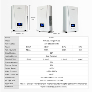 Chauffe-eau sans réservoir à commande tactile 5500W, avec télécommande WiFi, Protection de sécurité étanche IPX4, économie d'énergie pour la maison - Product Image 4