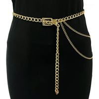 Longue ceinture ajustable pour femme, bijoux pour robes, jeans et pantalons, chaîne de taille en métal multicouche, bijoux pour femmes