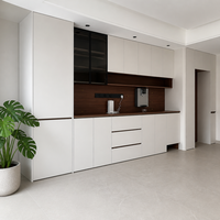 Ensemble d'armoires modernes en bois massif écologique pour toute la maison, idéal pour hôtel : penderie durable, rangement de cuisine et entrée, et espace à chaussures