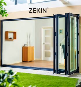 맞춤형 베란다 외부용 아코디언 이중 접이식 유리 도어, 태풍 방지 프로젝트 엔지니어링 맞춤 제작 알루미늄 폴딩 도어 - Product Image 1