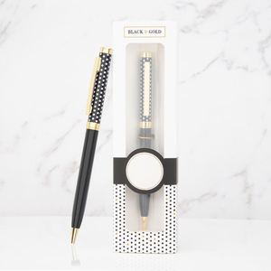 Juego de Bolígrafos Metálicos con Diseño de Puntos, Impresión por Transferencia de Calor, Bolígrafo Delgado con Mecanismo de Giro y Caja de Regalo para Tiendas - Product Image 3