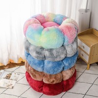 Coussin pour animaux de compagnie coloré en forme de donut, personnalisable, faible MOQ, pour chiots et chats, en peluche longue, pour le sommeil des chiens et des chats