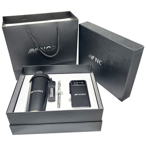 Promotional Luxury Corporate 3-in-1 Gift Set With Stainless Steel Coffee Mug Metal Pen Power Bank for Business Gift Box