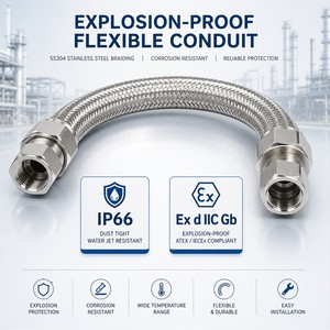 Tubería Metálica <span class=keywords><strong>Flexible</strong></span> a Prueba de Explosiones de Acero Inoxidable SS304 SS316 de 1/2", <span class=keywords><strong>3</strong></span>/<span class=keywords><strong>4</strong></span>", 1", 2" Pulgadas, Conducto Eléctrico Impermeable e Ignífugo - Product Image 2