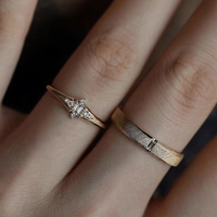 Bague de couple en diamant HPHT cultivé en laboratoire certifié NGTC Aimgal, argent 925, style vintage italien brossé, cadeau de fiançailles et de demande en mariage