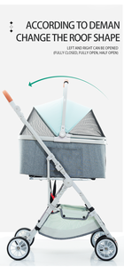 Poussette légère en tissu pour petits animaux de compagnie à 4 roues de luxe pour chats/chiens - Pliable, réglable, portable, transporteur de voyage - Product Image 3