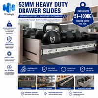 53mm Largeur Correderas Para Cajones Heavy Duty Tiroir Runner Rail Roulement À Billes Tiroir Glissière