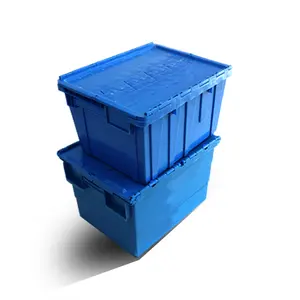 중국 공장 hdpe 쌓을 수있는 운송 파란색 플라스틱 물류 상자 판매