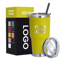 Mug de voyage isotherme en acier inoxydable à double paroi de 30 oz, personnalisé, avec couvercle et paille, pour la bière – Vente en gros