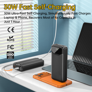 Batterie externe portable 20000 mAh 45W à charge <span class=keywords><strong>rapide</strong></span> avec câbles doubles intégrés, affichage numérique, logo personnalisé AP32E - Product Image 5