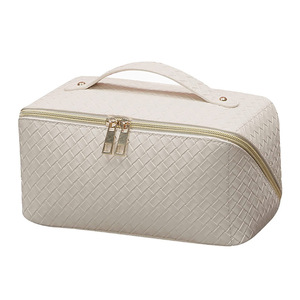 Sac de maquillage de voyage pour femmes, sacs de toilette pliables, organiseur imperméable parallèle avec compartiments - Product Image 5