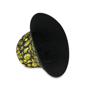 قبعة دلو بنمط أوراق النخيل باللون العنابي، قماش ساتان بوليستر، طباعة رقمية متدرجة، قبعة صيد للحماية من الشمس - Product Image 2