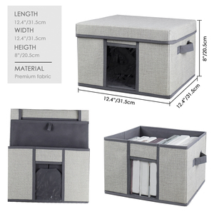 Có Thể Gập Lại Polyester Vải Lanh Vải Tổ Chức Lưu Trữ Bin Hộp Với Nắp - Product Image 2