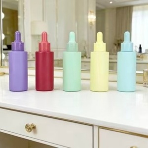 ขวดแก้วทรงแบนพร้อมฝาหยดแบบมีซิลค์สกรีน ขนาด 30 มล. 50 มล. สีตามสั่ง สำหรับบรรจุเซรั่มและน้ำมันหอมระเหย - Product Image 1