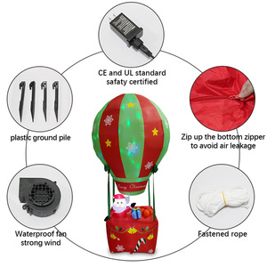Ballon à air chaud gonflable de Noël de 2,1 mètres avec Père Noël, lumière rotative pneumatique, décoration de jardin et jouets - Product Image 3