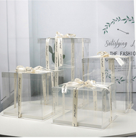 Boîte à gâteau transparente en plastique de luxe pour anniversaire, vente en gros 2024, 10*12*12 cm de hauteur