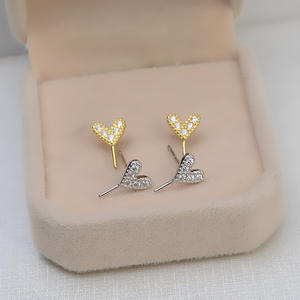 S925 Silver Heart Earring Stand DIY <b>Pearl</b> Accessories 8-11 Peach Heart Earaccessory Empty Stand 5817 Fashion <b>Jewelry</b> <b>Sets</b> - Product Image 3