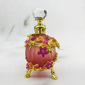 15毫升可再填充的花式阿塔尔圆形阿拉伯埃及香水香水瓶玻璃油香水瓶迪拜