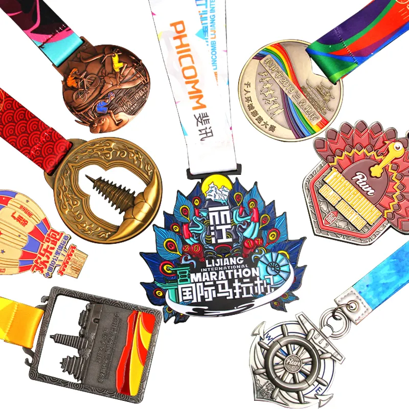 OEM Manufacture Custom Football Gold 3D Medals Race Running Swimming Metal Marathon Sports Medal With Ribbon