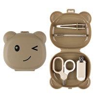 Kit de soin des ongles pour bébé en métal en forme d'ours, 4 pièces, avec ciseaux pliables sans BPA et fonction de recourbement pour les nouveau-nés de 0 à 24 mois