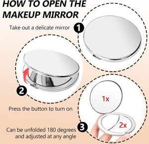 Portable Round Folded Compact Mirrors Microfiber Fabric Cloth Pocket Mirror <b>Making</b> <b>up</b> Folding Steel Round - Product Image 2