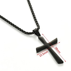 Collier simple avec pendentif croix en acier inoxydable pour femmes et hommes, argent, or, noir, breloques religieuses, bijoux punk hip hop, cadeaux - Product Image 2