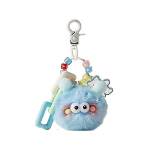 Momo Coal Briquette Llavero de peluche colgante con forma de bola, adorno para bolso, muñeco de dibujos animados, juguete esponjoso rosa - Product Image 5