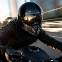 Casque de moto intégral blanc classique avec visière solaire intégrée pour adultes, équipement de protection vintage pour motards Cafe Racer Cruiser