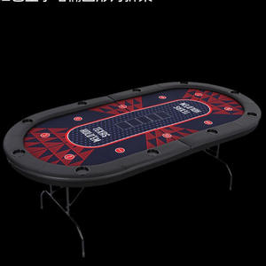 Table de poker Texas pliable, pour <span class=keywords><strong>Mahjong</strong></span> et Échecs, avec jetons, nappe Depu, table ovale pliée, tissu éponge, bois, fer, Chine [Transfrontalier] - Product Image 3