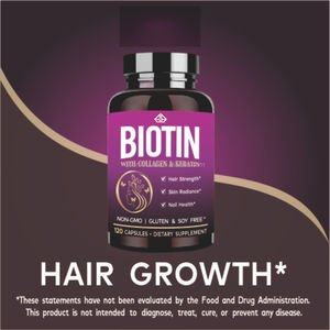 Complément alimentaire OEM à base de biotine, collagène et vitamines pour la croissance des cheveux, l'éclaircissement de la peau et la santé des ongles, extrait d'herbes, 120 capsules - Product Image 4