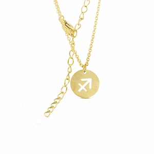 Collana con Ciondolo in Acciaio Inossidabile 316 per Donna, Colore Oro, 12 Segni Zodiacali Ariete Leone, <span class=keywords><strong>Gioielli</strong></span> - Product Image 2