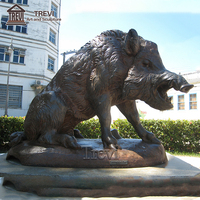 Statues d'animaux sauvages en métal extérieur de taille réelle Sanglier De Porc Sauvage En Bronze Cochon Sanglier Sculptures