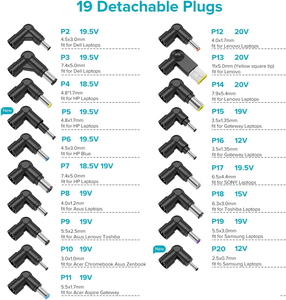 ZOZO Cargador Universal para Portátil de 90W para HP, Dell, Lenovo, Acer, Asus, Samsung, Adaptador de Corriente de 12V-20V para Notebook, Chromebook, Ultrabook - Product Image 4