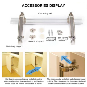 Heavy Duty nascosto spingere per aprire il sistema di trazione del guardaroba parallelo verticale con apertura laterale Set di cerniere per porte scorrevoli - Product Image 5
