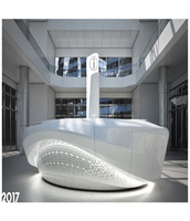 Comptoir de réception luxueux sur mesure en pierre artificielle écologique pour hôtels, centres commerciaux, hôpitaux, garantie 10 ans, 200 couleurs