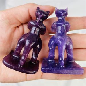 Venta al por mayor de cristal de lepidolita natural de alta calidad animales de dibujos animados tallado Reiki cristal púrpura pokeman para regalos Decoración - Product Image 4