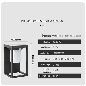 <span class=keywords><strong>Aplique</strong></span> Solar de pared para exteriores, resistente al agua IP65, clásica, 2,5 W, para jardín y patio, con sensor de movimiento, - Product Image 2