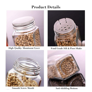 4oz di alta qualità vetro piccante contenitore di vetro trasparente <span class=keywords><strong>Set</strong></span> con etichette coperchi di bambù per pepe peperoncino in polvere - Product Image 6