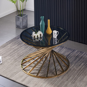 Elegante tavolino da caffè con piano in marmo nido d'uccello in acciaio inossidabile/design tavolo centrale - Product Image 4