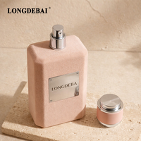 Vente en gros de flacons de parfum en verre à sertir vides, 30 ml, 50 ml, 100 ml, flacon en verre bleu velours rose avec boîte