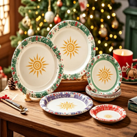 Assiettes en papier jetables personnalisées de 7/9 pouces, imprimées, compostables, à motif rétro, pour les fêtes