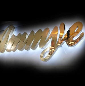 Letrero LED 3D Personalizado con Retroiluminación, Letras de Canal Iluminadas de Acero Inoxidable Dorado para Decoración de Interiores de Oficina, Letrero para Salón - Product Image 3