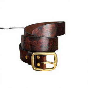Ceinture en cuir véritable de vache noir vintage BS INTERNATIONAL avec boucle à ardillon carrée en acier inoxydable, écologique et légère - Product Image 3