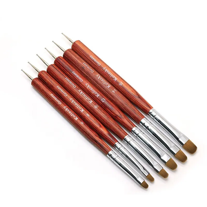 แปรงเพ้นท์เล็บปลายสองด้าน ขนโคลินสกี้ ด้ามไม้สีแดง สำหรับวาดลายจุด ขนาด 6-16  ชุดขายส่งสำหรับร้านทำเล็บ - Product Image 2