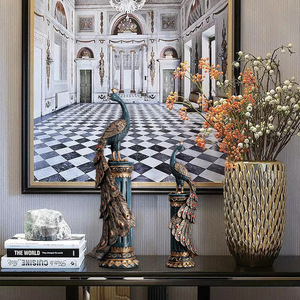 Figurine de paon faite à la main, sculpture animale pour la décoration intérieure, origine Guangdong BYX8228 - Product Image 2