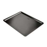 Plaque de cuisson perforée noire métallique 42x32cm en acier, silicone et aluminium pour la cuisine domestique, idéale pour la cuisson des gâteaux et des plats, compatible Téflon 230°C